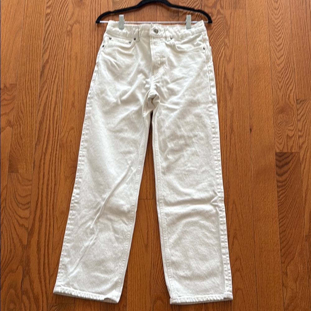 Zara white straight Denim Pants, Size 4